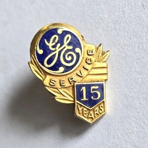 GE General Electric 15 Year Service Screw Back Lapel Pin 1/10 10k Gold Fill